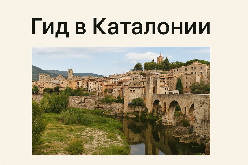 Русскоязычный гид в Каталонии на фоне достопримечательностей региона
